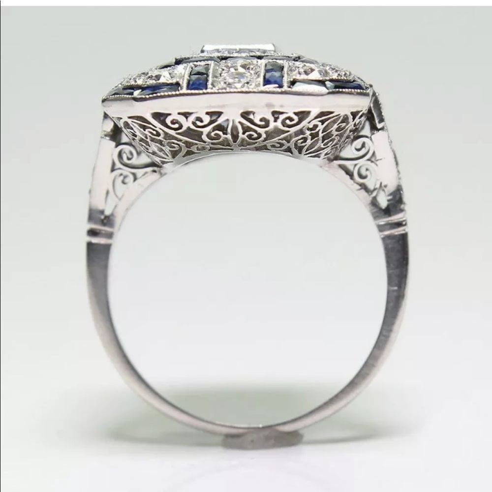 925 Silver Women Emerald Cut White Sapphire Ring - Picture 3 of 6